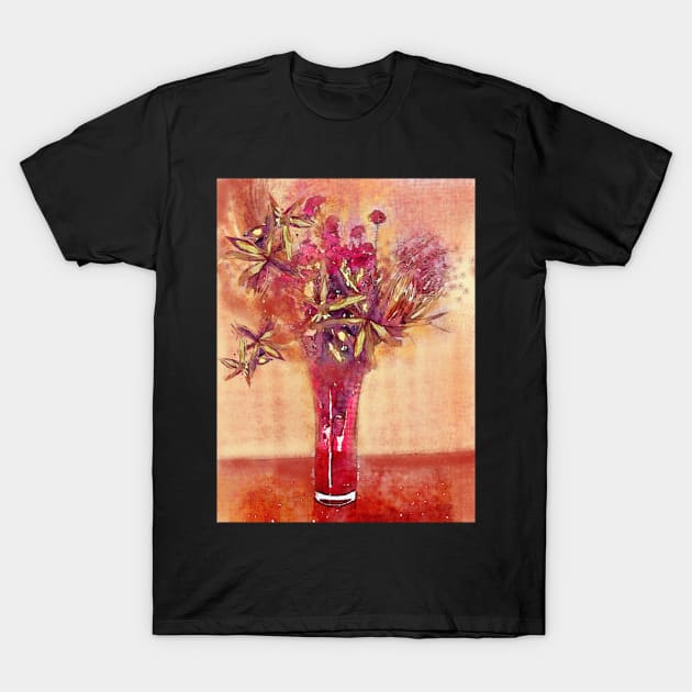 Red Vase in Winter T-Shirt by Visuddhi